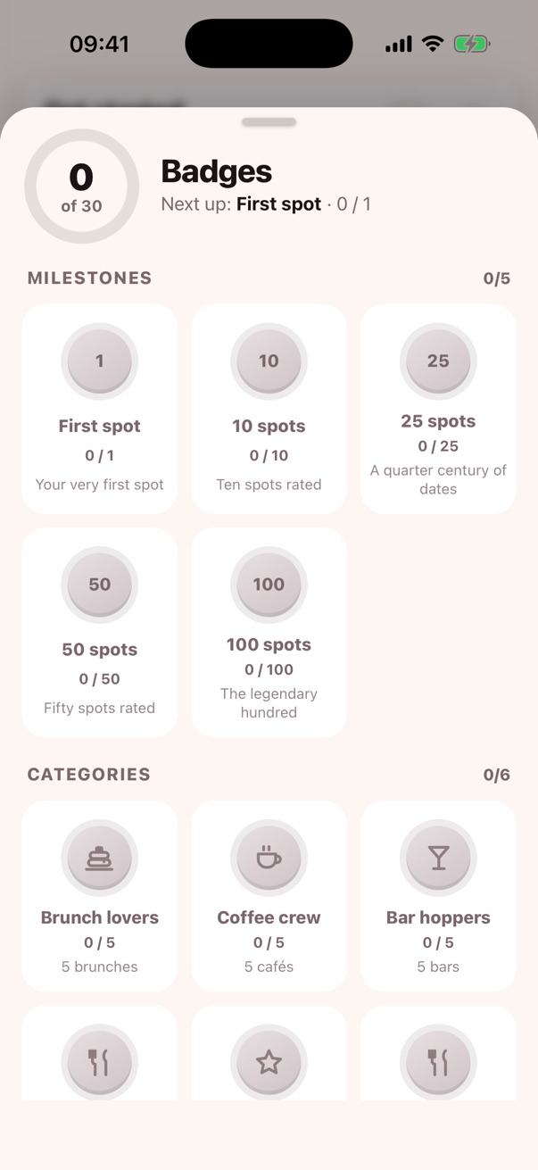 Badges screen