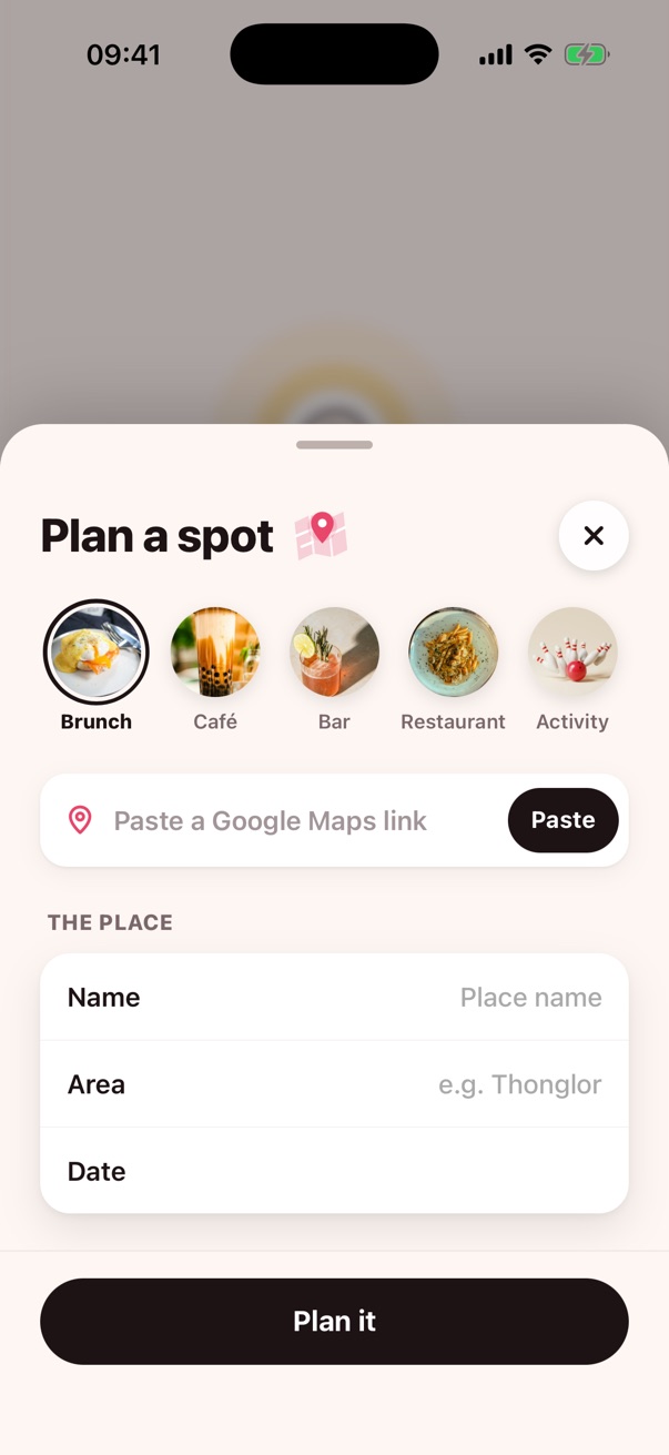 Plan a spot sheet with categories